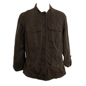 Light Womens Jacket Size Small Brown Lined Cotton Blend Button Front